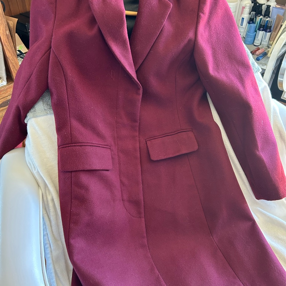 Cleo Red Trench Coat with Structured Shoulders